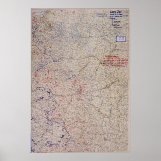 German WW2 Battle Map! Russia! Poster (Vorne)