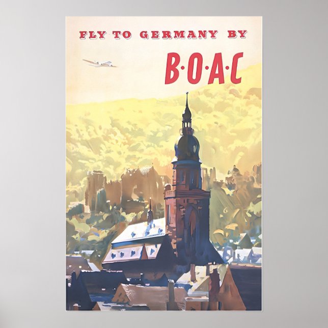 Germany Art Print German Decor BOAC Travel Poster (Vorne)