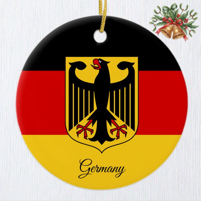 Germany Christmas Ornament, German Flag Keramik Ornament (German Flag Ornament, Eagle Emblem)