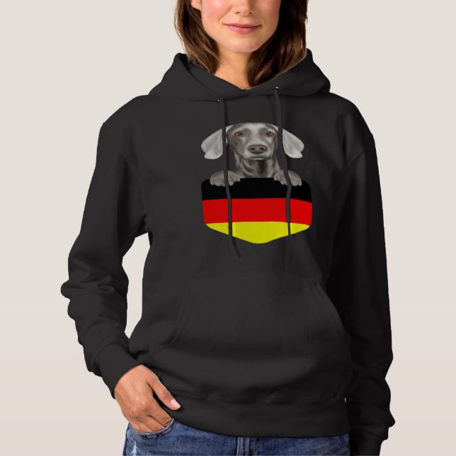 Germany Flag Weimaraner Dog In Pocket Hoodie (Vorderseite)