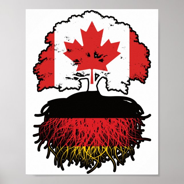Germany German Canadian Canada Tree Roots Flag Poster (Vorne)
