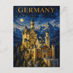 Germany: Mystic Glow Neuschwanstein Castle Art Sou Postkarte