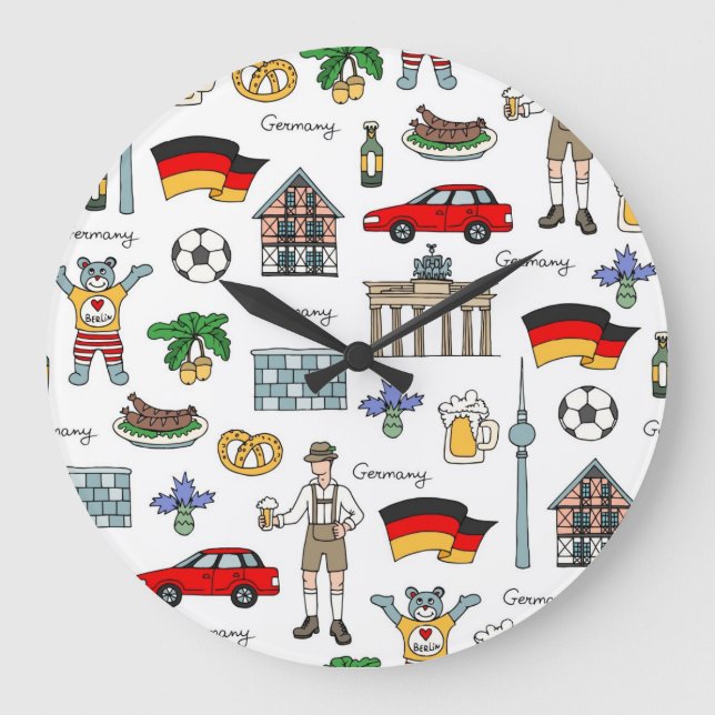 Germany Symbos Pattern | Große Wanduhr (Vorderseite)
