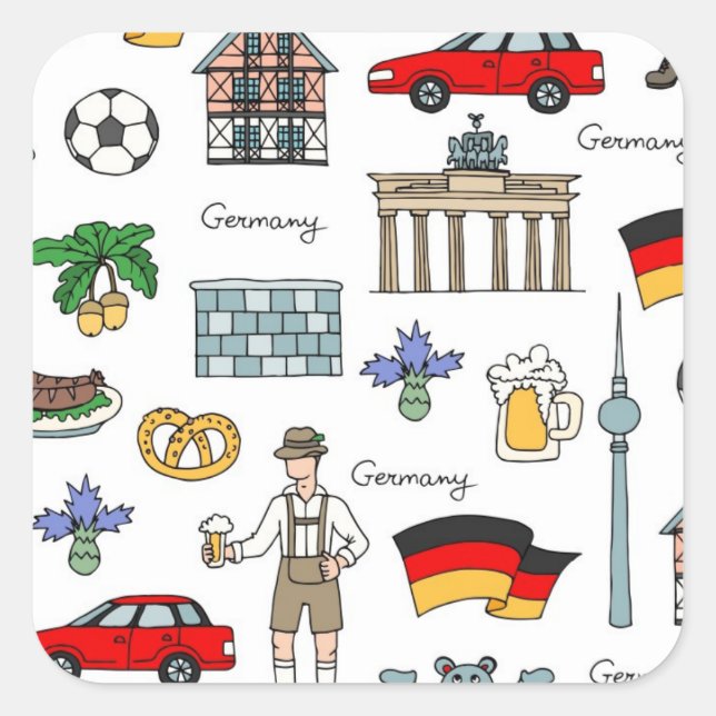 Germany Symbos Pattern | Quadratischer Aufkleber (Vorderseite)