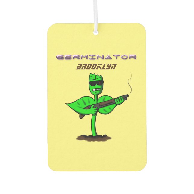 Germinator Cyborg Pflanze lustiger Cartoon Autolufterfrischer (Vorderseite)