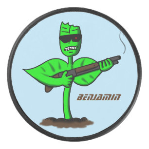 Germinator Cyborg Pflanze lustiger Cartoon Eishockey Puck