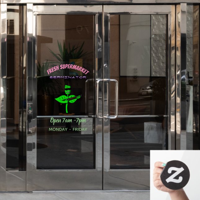 Germinator Cyborg Pflanze lustiger Cartoon Fensteraufkleber (Büro Tür)
