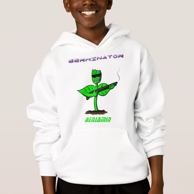 Germinator Cyborg Pflanze lustiger Cartoon Hoodie (Vorderseite)