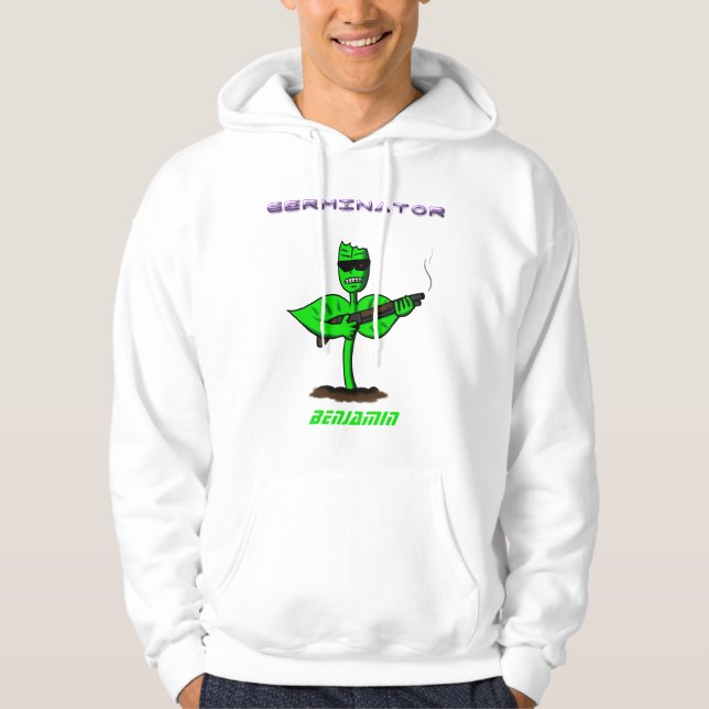 Germinator Cyborg Pflanze lustiger Cartoon Hoodie (Vorderseite)