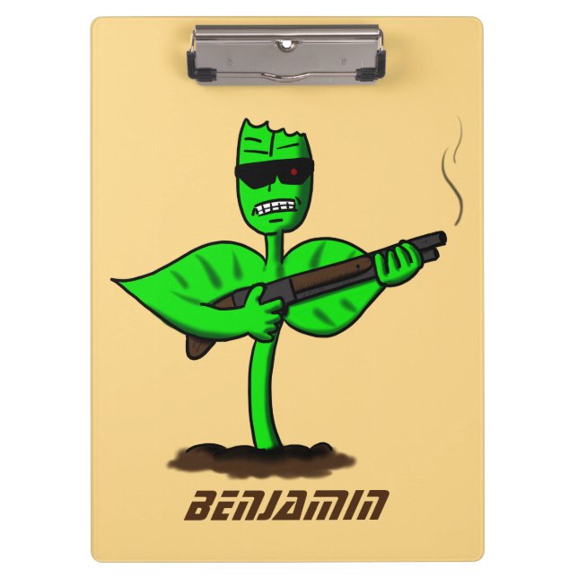 Germinator Cyborg Pflanze lustiger Cartoon Klemmbrett (Vorderseite)