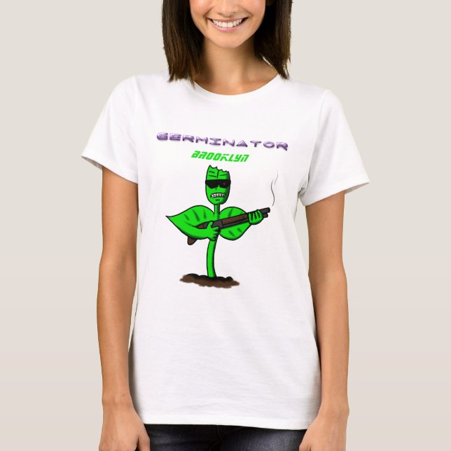 Germinator Cyborg Pflanze lustiger Cartoon T-Shirt (Vorderseite)