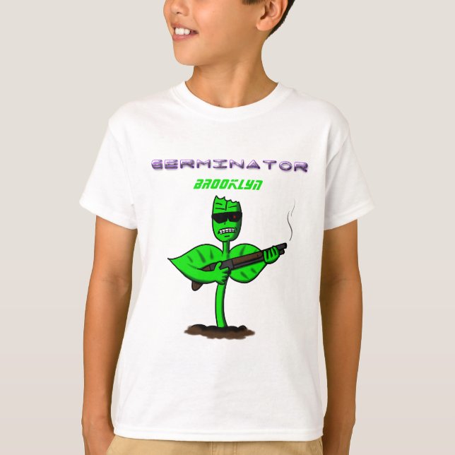Germinator Cyborg Pflanze lustiger Cartoon T-Shirt (Vorderseite)