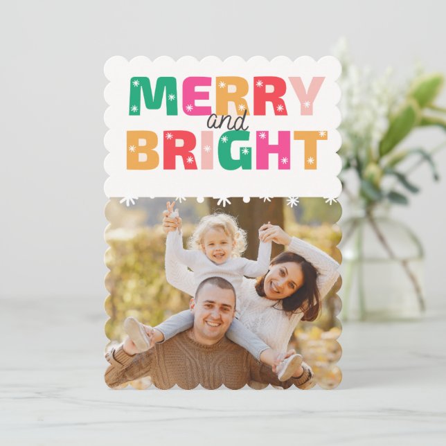 Gerne Familie Merry & Bright Card (Stehend Vorderseite)
