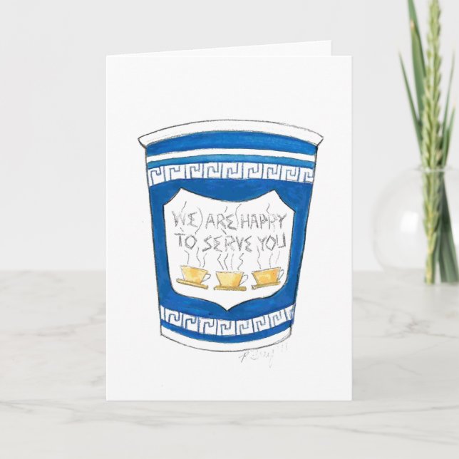 Gerne servieren Sie NYC Blue Greece Deli Coffee Cu Karte (Vorderseite)