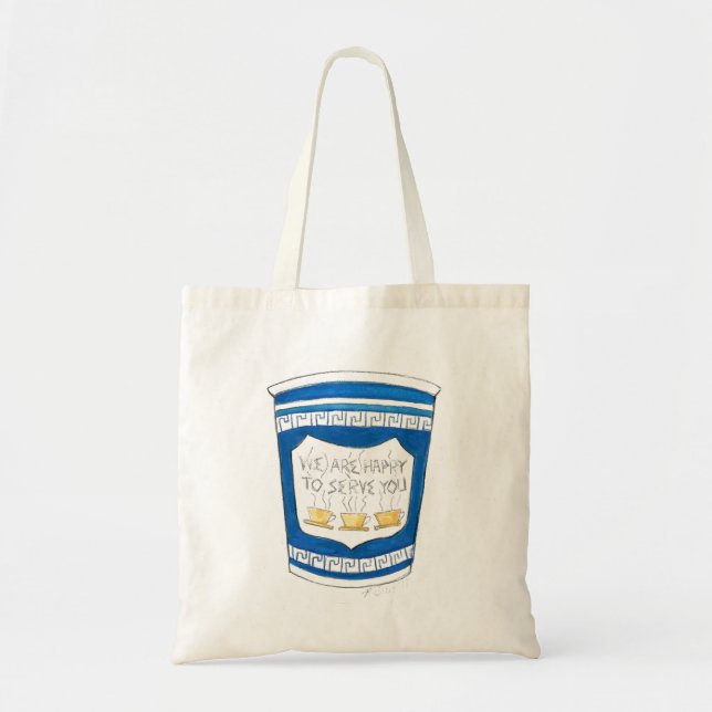 Gerne servieren Sie NYC Blue Greece Deli Coffee Cu Tragetasche (Vorne)