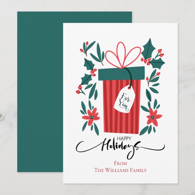 Gerne Weihnachtsgeschenk und Blume Feiertagskarte (Vorne/Hinten)