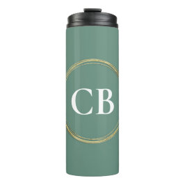 Geröllte Eleganz - Aquamarines Monogramm im Ozean Thermosbecher