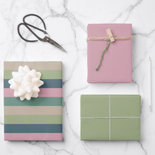 Geröllte Eleganz - Auswahl mit festem Streifen Geschenkpapier Set