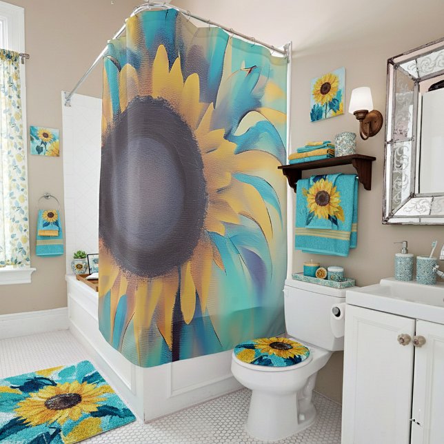 Geröllte Sonnenblume Duschvorhang (Von Creator hochgeladen)