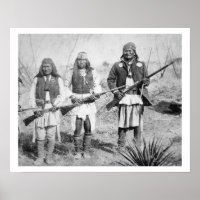 Geronimo and three of his Apache warriors, 1886