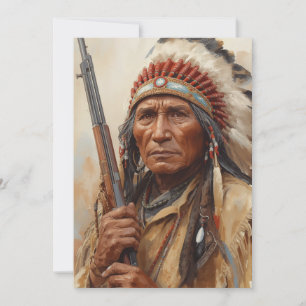 Geronimo Indianischer Häuptling Krieger Portrait Feiertagskarte
