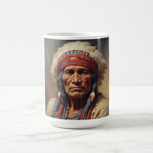 Geronimo Indischer Chefkrieger Portrait Kaffeetasse (Mittel)