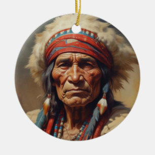 Geronimo Indischer Chefkrieger Portrait Keramik Ornament