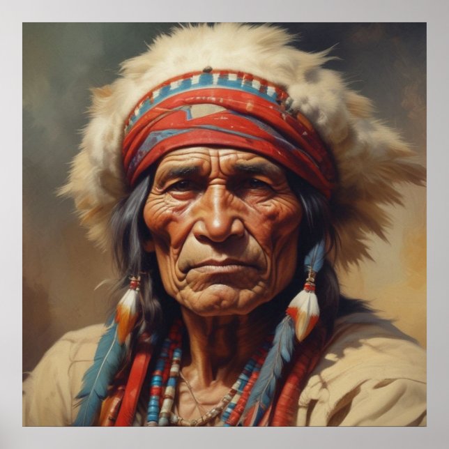 Geronimo Indischer Chefkrieger Portrait Poster (Vorne)