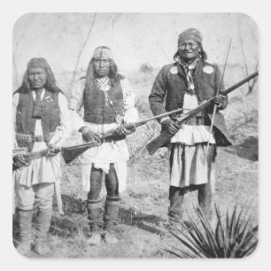 Geronimo und drei seiner Apache-Krieger, 1886 (b Quadratischer Aufkleber
