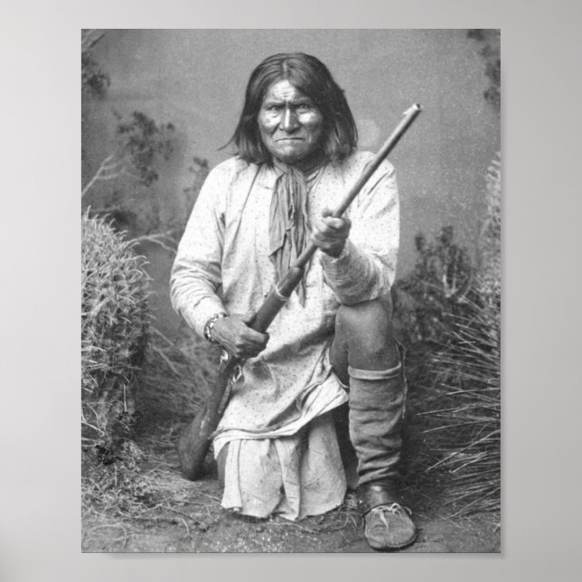 Geronimo With Rifle 1886 Vintage Indian Poster (Vorne)