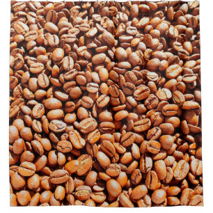 Geröstete aromatische Kaffeebohnen in Sonnenlicht, Duschvorhang
