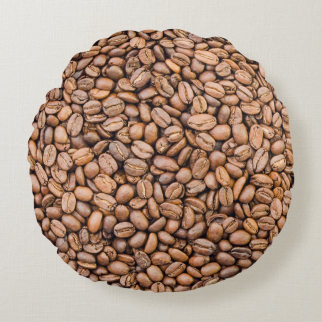 Geröstete Kaffeebohnen: Bio Vollrahmen Rundes Kissen (Vorderseite)