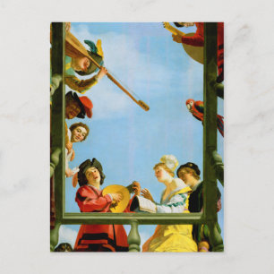 Gerrit Van Honthorst Musical Group Balcony Art Postkarte