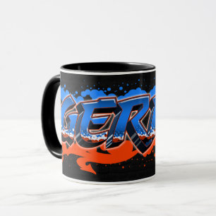 Gerrit Vorname Name Graffiti blue orange Tasse