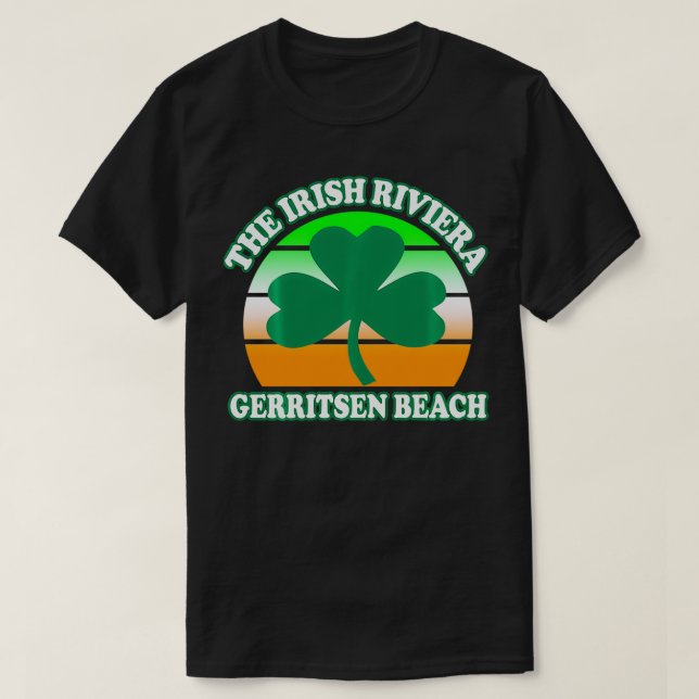 Gerritsen Beach Irish Riviera Funny Shamrock Retro T-Shirt (Design vorne)