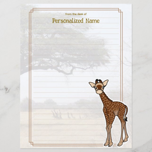 Gerry Giraffe Savanna Lined Paper Sheet (Vorderseite)