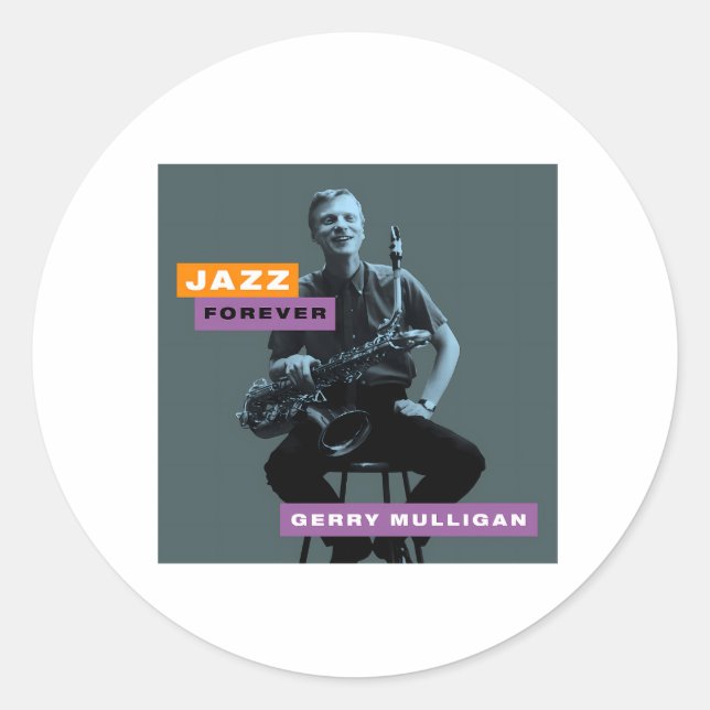 Gerry Mulligan Runder Aufkleber (Vorderseite)