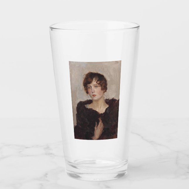 Gertie in einer Pelzmatte (von Isaac Israels) Glas (Vorderseite)