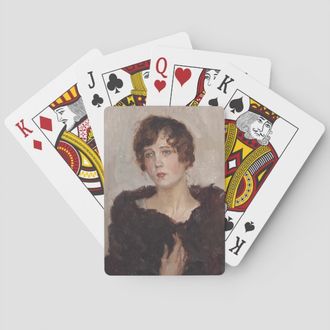 Gertie in einer Pelzmatte (von Isaac Israels) Spielkarten (Rückseite)