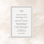 Gertrude Black and White Classic Hochzeit Einladung<br><div class="desc">Klassische Schwarz-Weiß-Hochzeitseinladung mit einem einfachen und minimalen Design,  oben mit Ihrem Monogramm und Ihren Veranstaltungsdetails,  umgeben von einer doppelten Grenze. Die Schriftart wechseln sich zwischen einem eleganten Drehbuch,  einer klassischen Serife und minimalistischen serifenlosen Schriftart ab. Diese Einladung ist ideal für eine feierliche Hochzeit.</div>