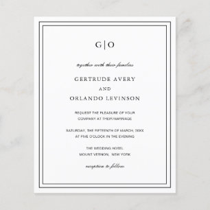 Gertrude Black and White Elegant Wedding Einladung
