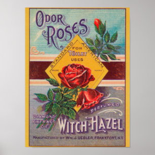 Geruch-Rosen Hexe-Haselnuss LabelFrankfort, NY Poster