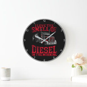 Geruch von Diesel" LKW-Schädel Große Wanduhr