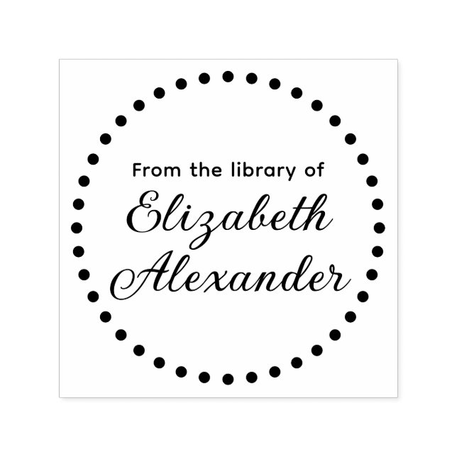 gerundeter Rahmen "Aus der Bibliothek" Buchname Permastempel (Design)
