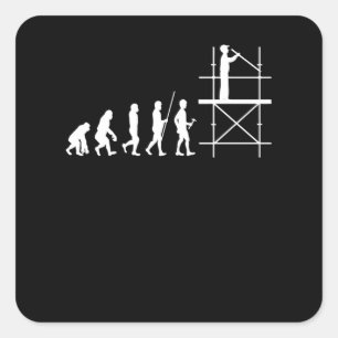 Gerüstbau Evolution Handwerker Gerüstbautechnik Quadratischer Aufkleber