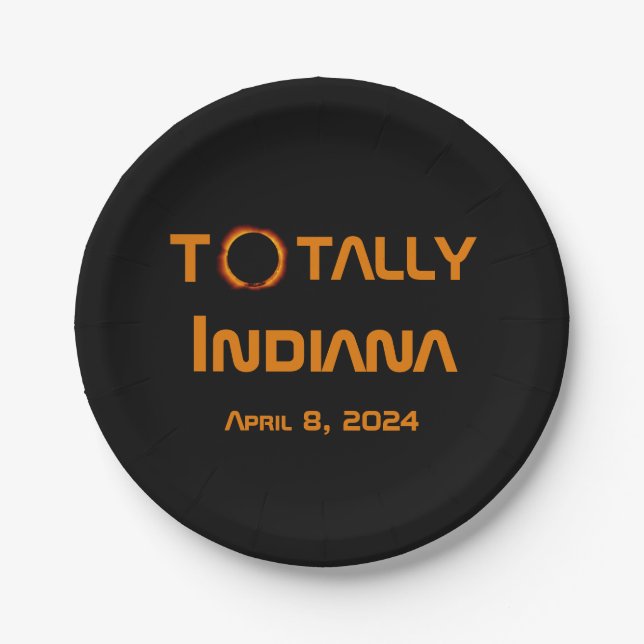 Gesamt Indiana 2024 Solar Eclipse Pappteller (Vorderseite)