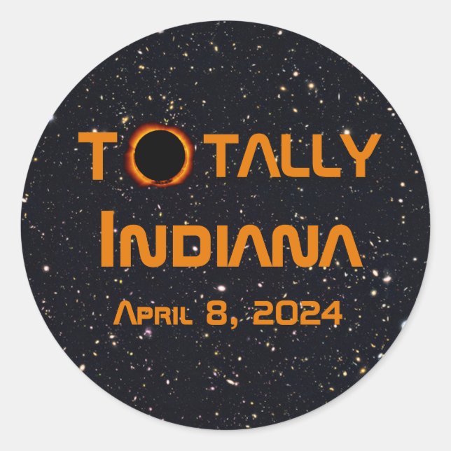 Gesamt Indiana 2024 Solar Eclipse Runder Aufkleber (Vorderseite)
