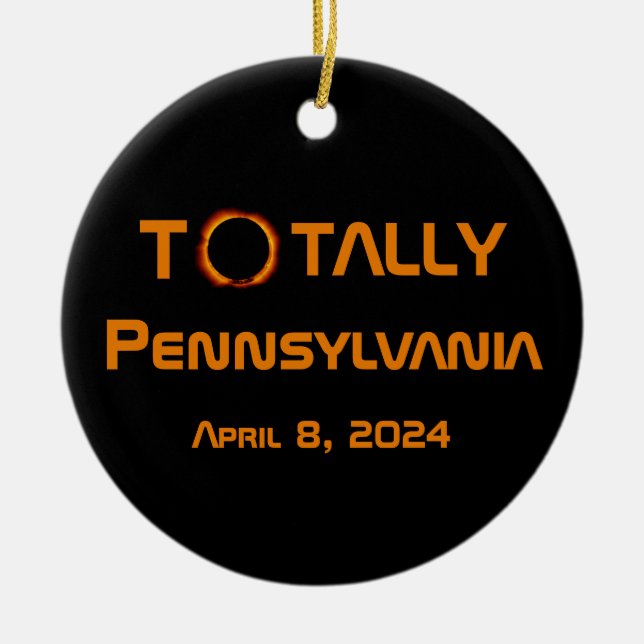 Gesamt Pennsylvania 2024 Solar Eclipse Keramik Ornament (Vorne)
