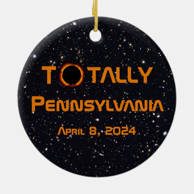 Gesamt Pennsylvania 2024 Solar Eclipse Keramik Ornament (Hinten)