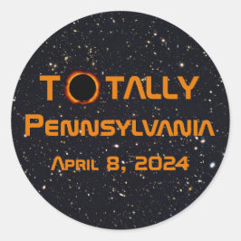 Gesamt Pennsylvania 2024 Solar Eclipse Runder Aufkleber